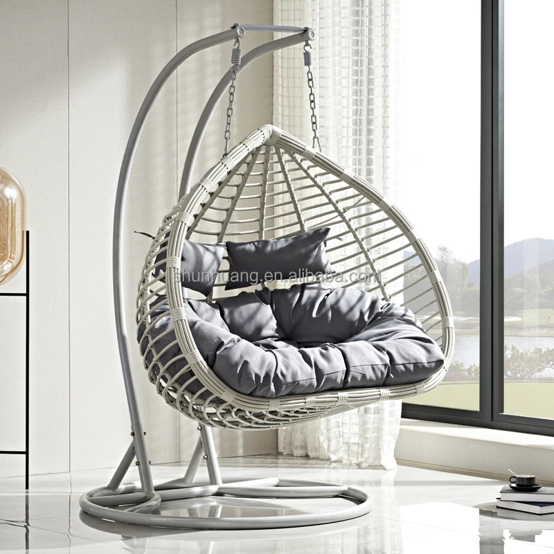 High quality patio wicker swing chair outdoor or indoor rattan double hanging swing chair