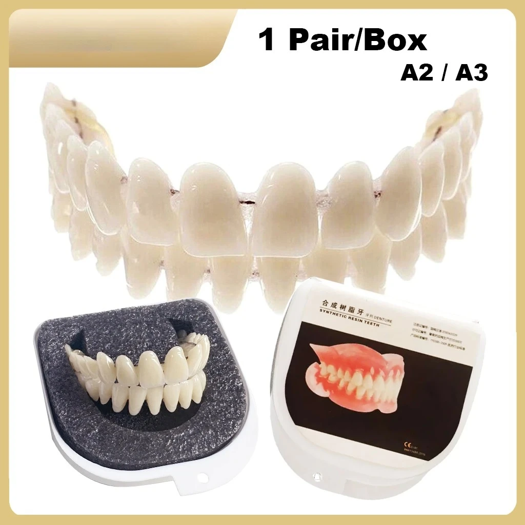 

1Pair/Box Resin Denture Teeth Set - Complete DIY False Teeth for Dental Education & Training Models (Upper and Lower)