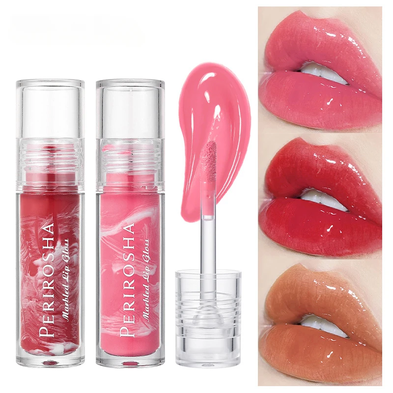 Lip Glaze Gotejamento Creme e Calor Maquiagem Batom Líquido, Amortecedor Hidratante, Lipgloss De Longa Duração, Espelho De Mármore