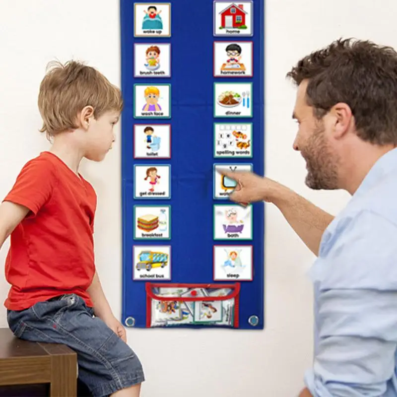 Visual Schedule For Children Daily Routine Chart With 70 Cards Calendar Pocket Learning Behavioral Tool For Good Habits