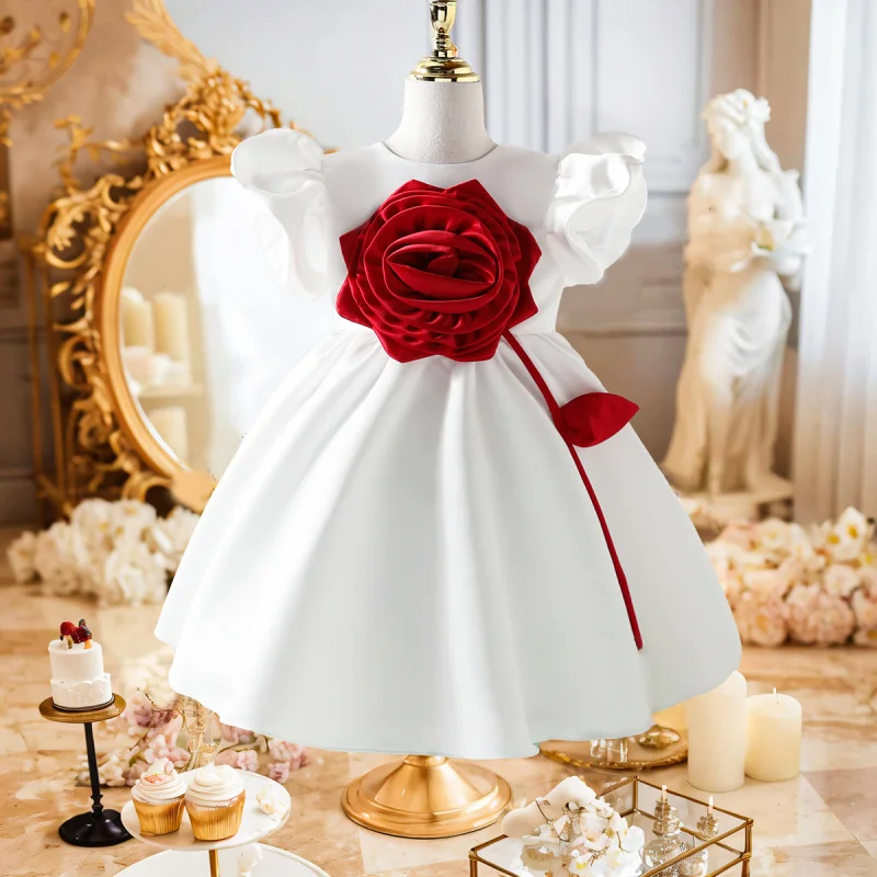 فستان الأميرة للأطفال فستان بناتي رسمي فستان أداء البيانو زهرة فتاة الزفاف فستان فتاة صغيرة عيد ميلاد الميلاد الأول #6