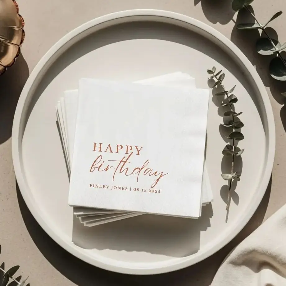 

Personalized Paper Napkins for Birthday Custom Napkins of Text Elegent Disposable Napkins of Photo,for Baby Shower Hen Party