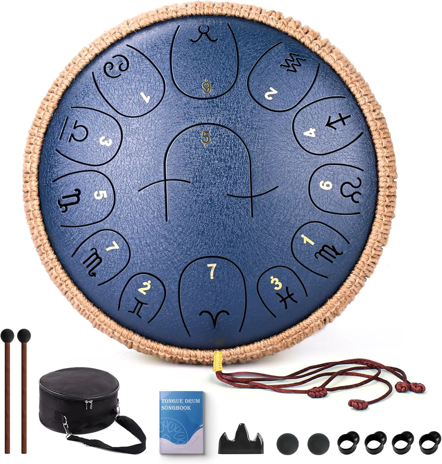 

12 Inch 13 Note Steel Tongue Drum, C Major 432 Hz Handpan for Adults Kids Beginners, with Music Book Mallets Carry Bag