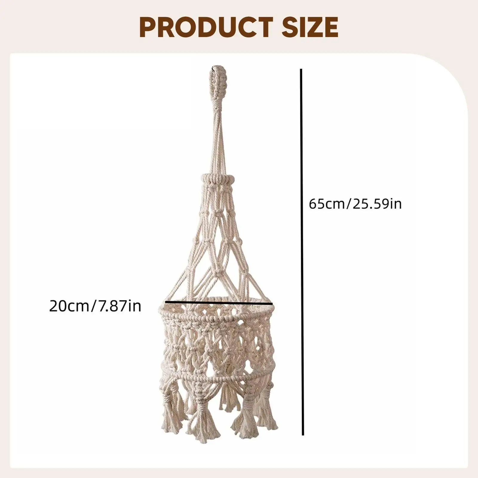 Handmade Macrame Lampshade Beige Cotton Round Ceiling Light Cover Bohemian Decor for Nursery Dining Room