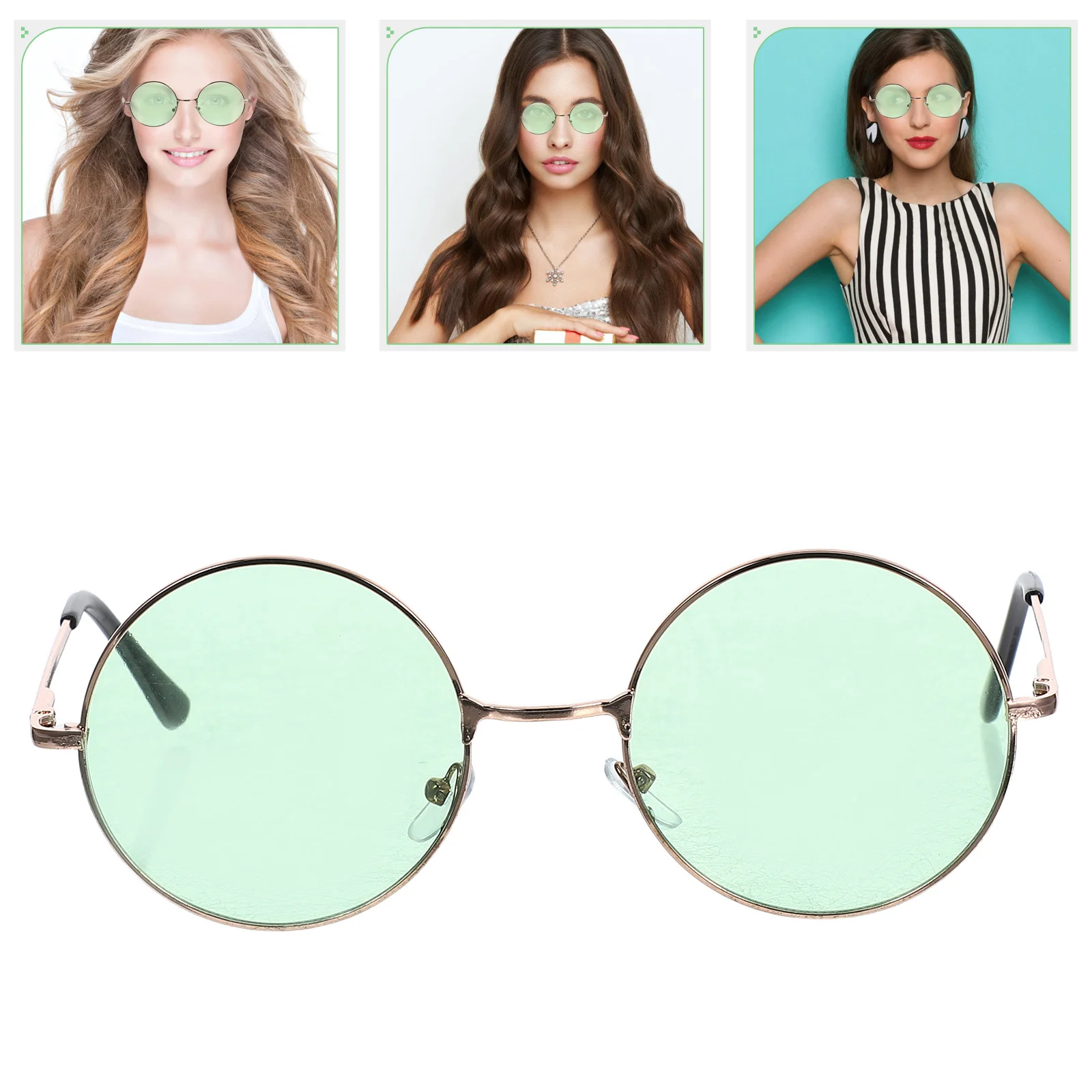 

Round Sunglasses Oversized Uv400 Protection Retro Gold Frame Purple Lens Lightweight Unisex Circle Eye Wear For Men Women