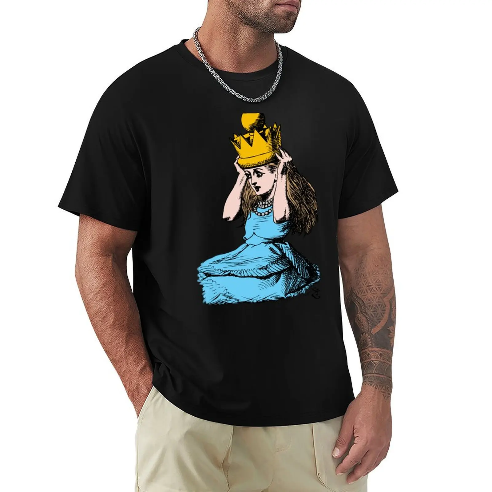 

Alice Crowned T-Shirt summer tops affliction shirts graphic t shirt vintage Men's cotton t-shirt