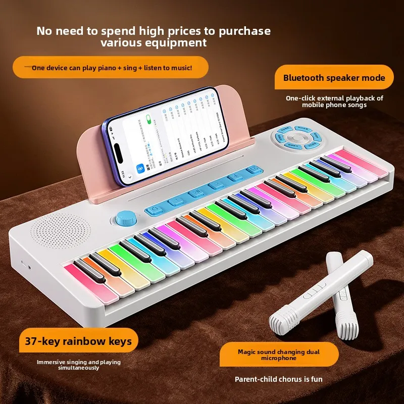 Electronic Organ Magic Sound Changing Dual Microphone Bluetooth Speaker  Parent-child Enlightenment Small Musical Instrument
