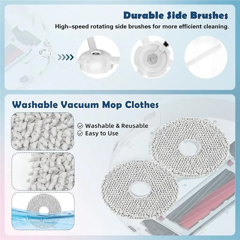 A94E Accessories Kit for Roborock Qrevo Master Slim Robot Vacuum Roller Brush Side Brush Hepa Filter Mop Cloth Dust Bag