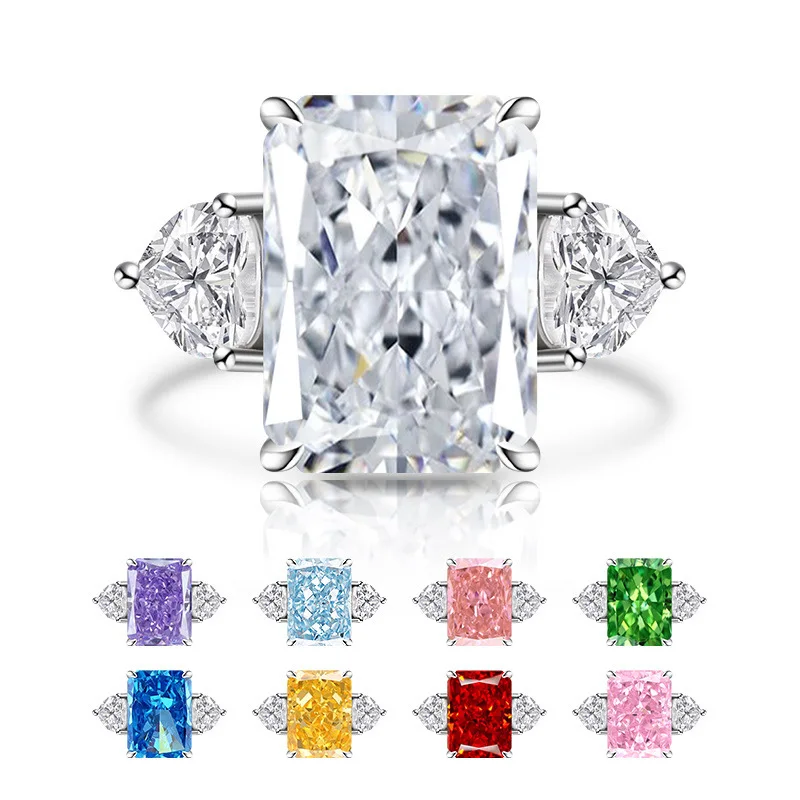 

LAYA Shiny Colored Ice Flower Cut Zircon Grand Carat 925 Sterling Silver Gorgeous Elegant Ladies Ring Wedding Party Jewelry