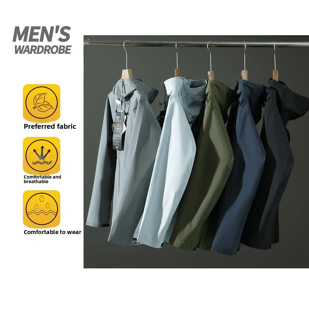 

Couple's Outdoor Hardell Jaet Windproof Waterproof Faionable Urban Sle Long Sve Hooded Coat for Spring Autumn Use