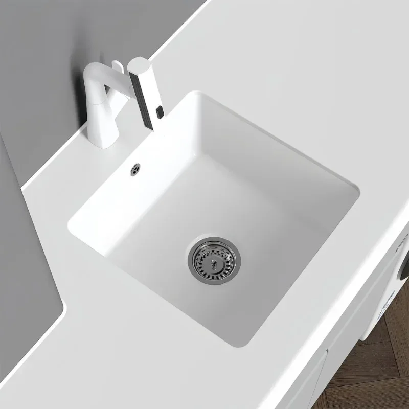 Square large-capacity embedded laundry pool single basin large-diameter bathroom ceramic sink