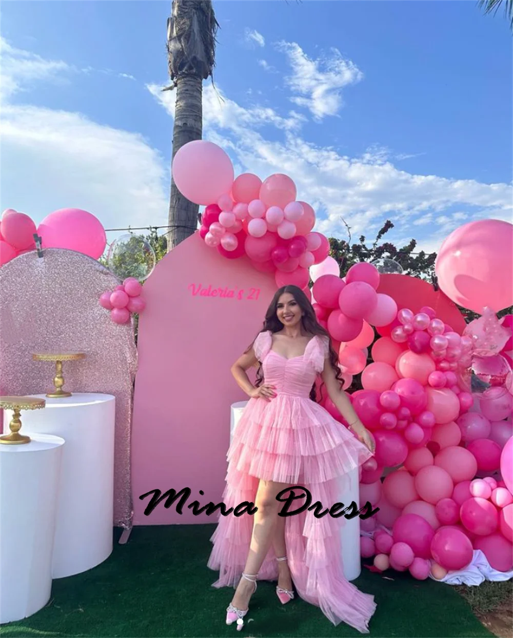 Mina-2024-Dear, the height of the ball dress, the thin gauze made for the evening dress, the pink evening dress with multiple la