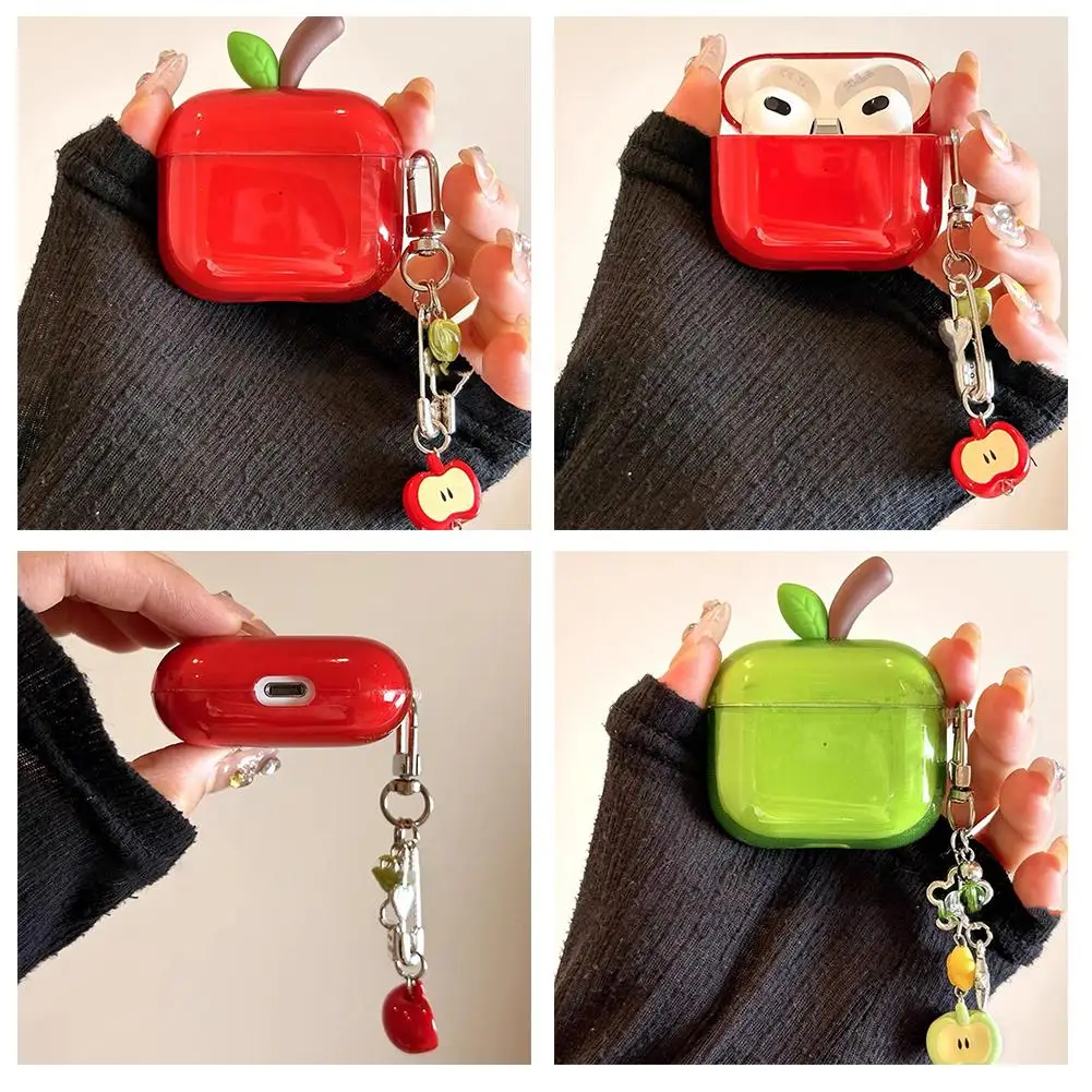 لطيف Ins نمط الأحمر أبل على شكل حقيبة سماعة الاذن ل AirPods Pro 2/AirPods 4 غطاء شفاف سيليكون سماعة واقية #2