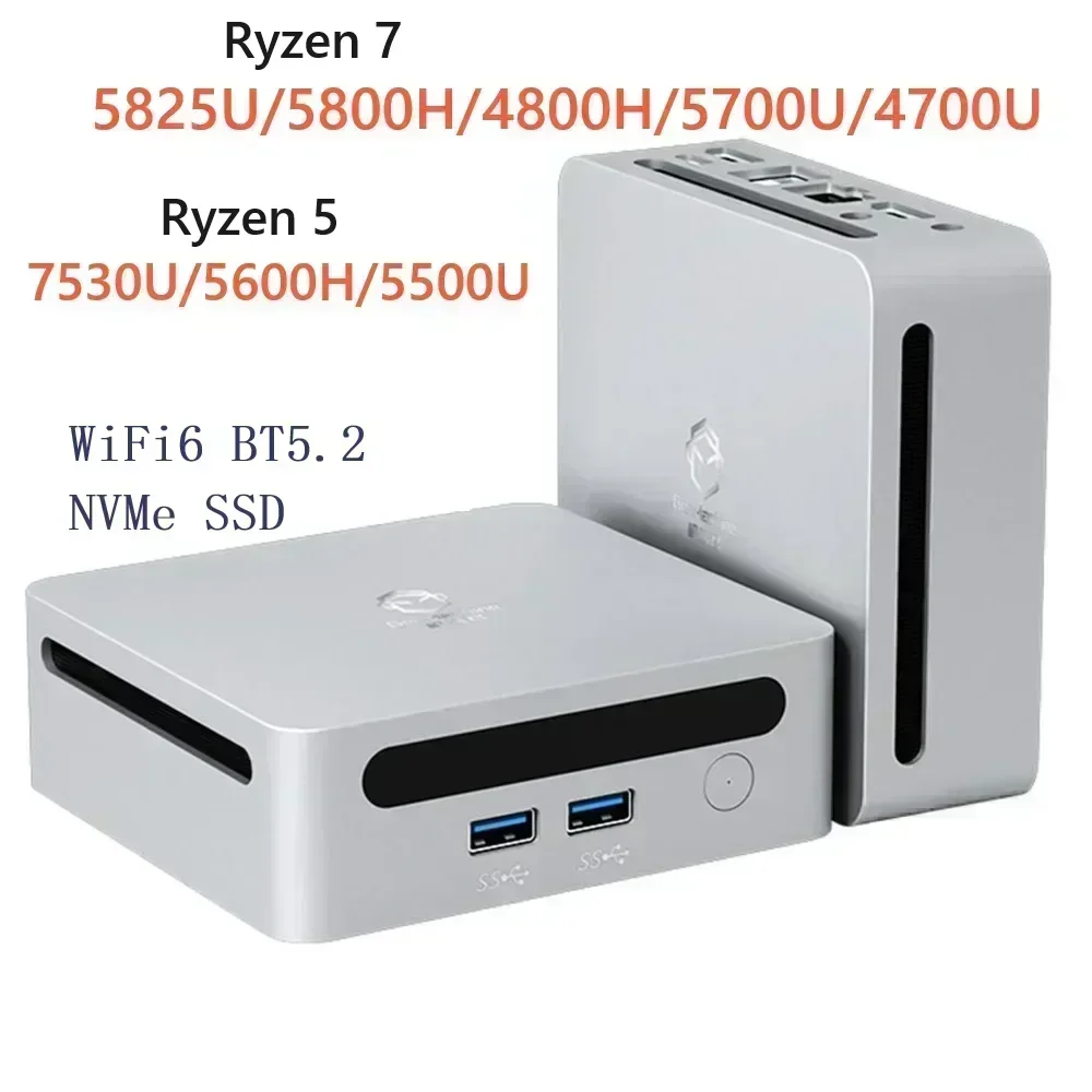 SZBOX Ryzen 7 5825U 5800H 4800H 7530U 4700U 5600H Мини-ПК WiFi6 BT5.2 Windows 11 DDR4 3200 МГц NVMe SSD Игровой настольный компьютер