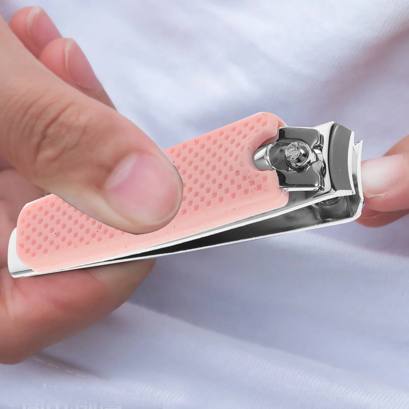 

2pcs Nail Clipper Set Carbon Steel Wide Mouth Double Edge Sharp Tools Long Handle Anti Slip Manicure Accessories Pink