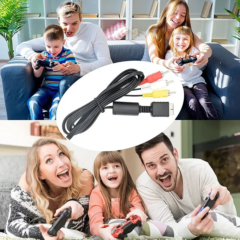 6ft/1.8m الصوت والفيديو كابل AV ل PS3/PS2/PS1 كابل توصيل التلفزيون مركب 3 RCA الأسلاك النحاسية كابل AV لملحقات PS2