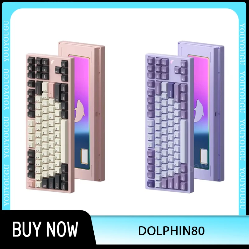 Dolphin80 Mechanical Keyboard Kit Aluminum Alloy 3 Mode Wireless Keyboard Kit Gasket Dolphin 80 Hot Swap Custom Gaming Keyboard