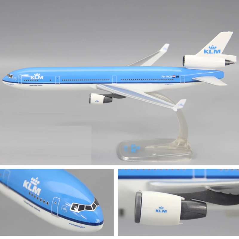 30CM 1:200 Scale  B787 KLM MD-11 Aircraft E190 ABS Resin Material Wing Assembly Aircraft Model Collection Toy Gift