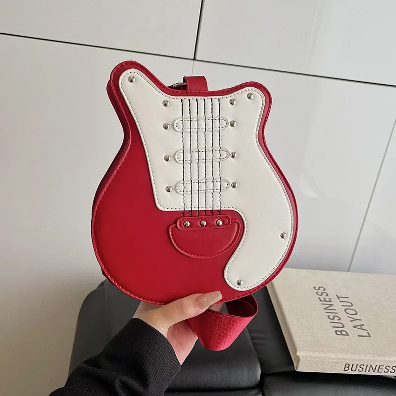 

Сумка на плечо в форме гитары для женщин, модные сумки через плечо из искусственной кожи для девочек, маленькая шикарная сумка-кошелек, женский креативный подарок