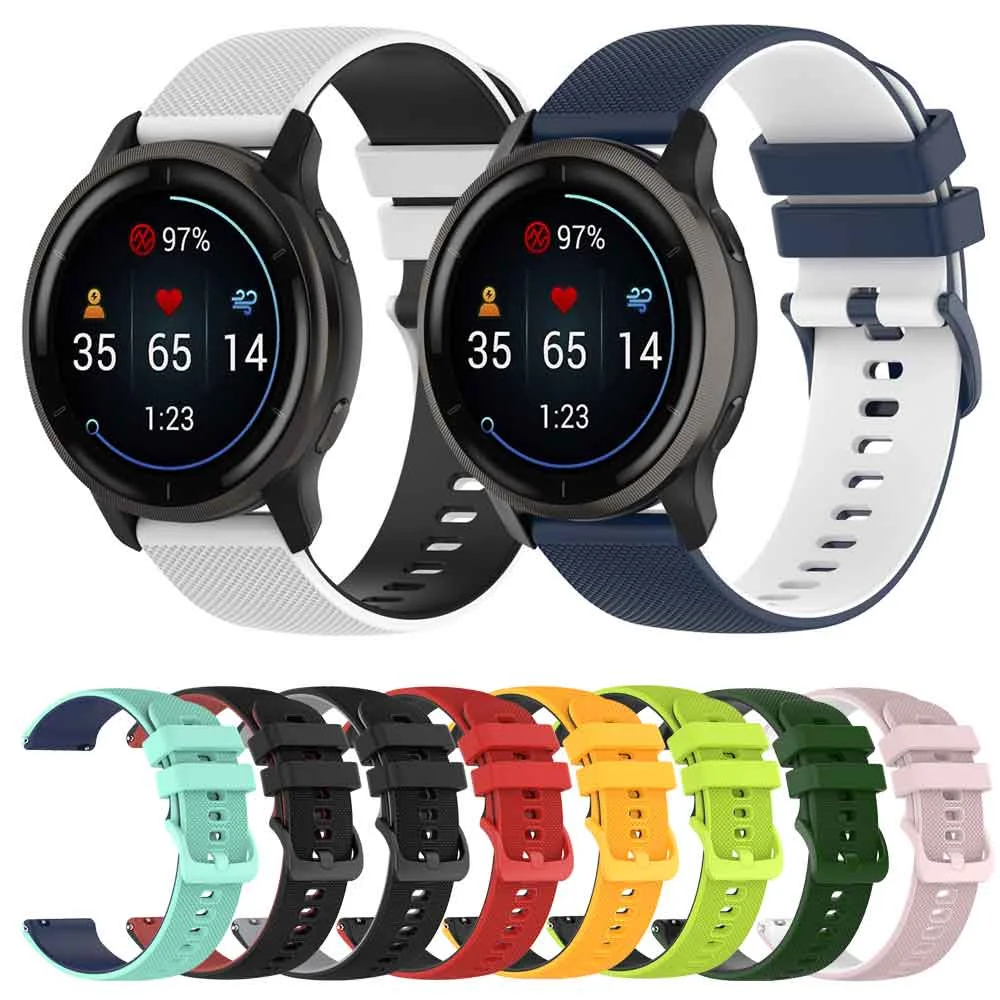 

22mm 20mm Silicone Strap For Garmin Forerunner 255 245 645 Music 745 158 55/Venu 2 Plus/Vivoactive 4 3 Watch Band Bracelet