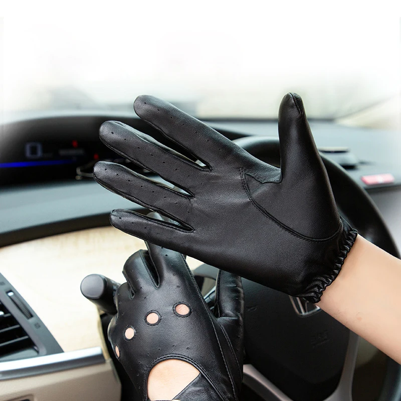 

Real Leather Gloves Male Spring Autumn Thin Style Retro Locomotive Breathable Sheepskin Driving Men Gloves YSM0016-1