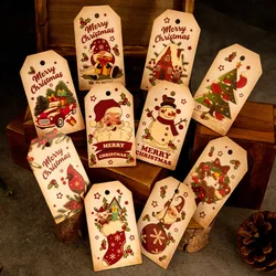 50/100/150pcs Christmas Gift Tags Vintage Christmas Tree Pendant Happy Holiday Blessing Thank You Card Gift Decoration Hanger