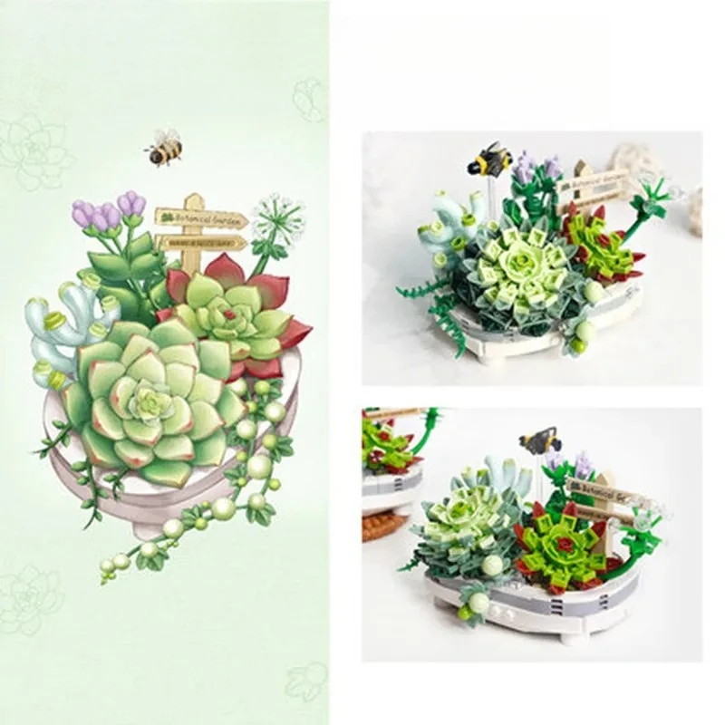 Flower DIY Decorative Building Blocks Home Decoration Model Building Toy Assembly Kit Christmas Gift for Kids and Adults