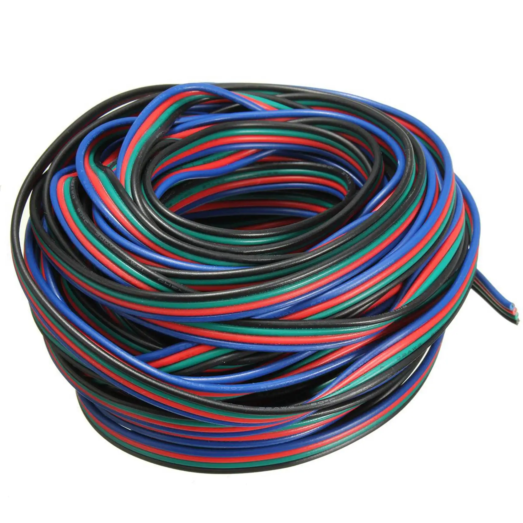 ABJN-2X 4 Pin Wire Extension Connector Cable Cord For LED RGB Strip 3528 5050 Connector Colourful 5M