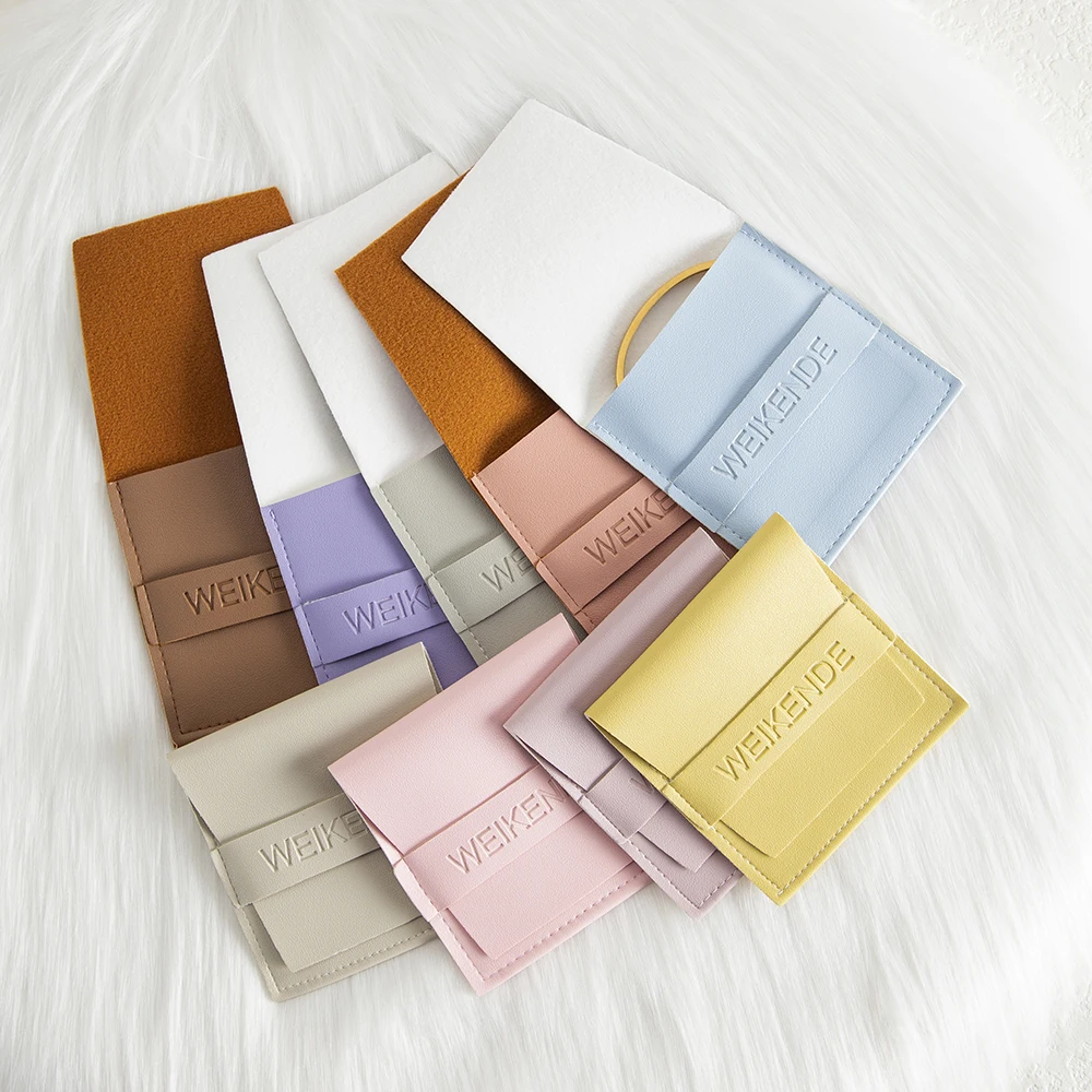 

50/100Pcs PU Leather Jewelry Custom Logo Bag Ring Earrings Bracelet Necklace Flap Envelope Pouch Christmas Halloween Gift Box