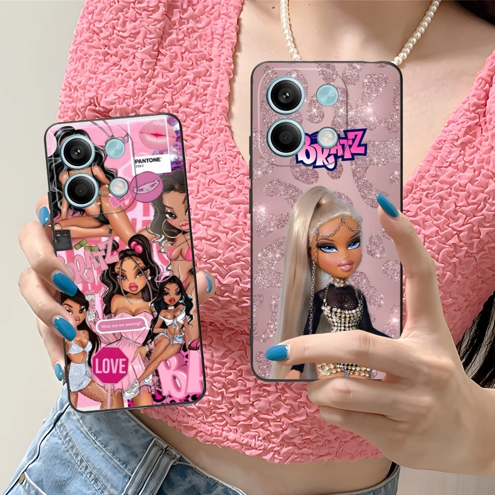 ภาพวาด B-Bratz COLOUR เคสโทรศัพท์มือถือสำหรับ Xiaomi redmi 13 13C 12 12C 10 10C A1 A3 A2และ5G ฝาครอบโทรศัพท์สีดำ