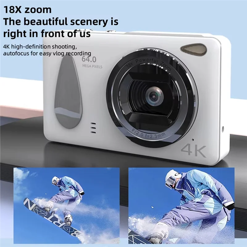 ABJF-Digital Cameras HD 4K Compact Camera 2.4Inch IPS Screen 18X Zoom Anti-Shake Autofocus Camcorder Cameras