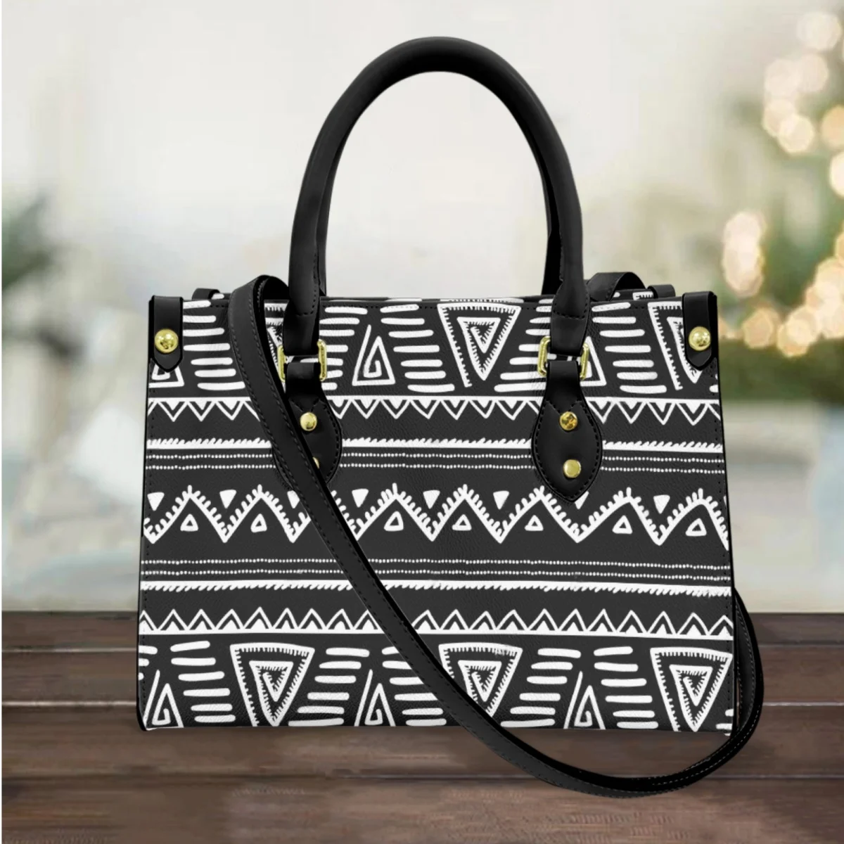 

Vintage Ethnic PU Leather Shoulder Bag Women Top-Handle Chic Tribal Stripe Messenger Bag Casual Outdoor Ladies Handbags Bolsos