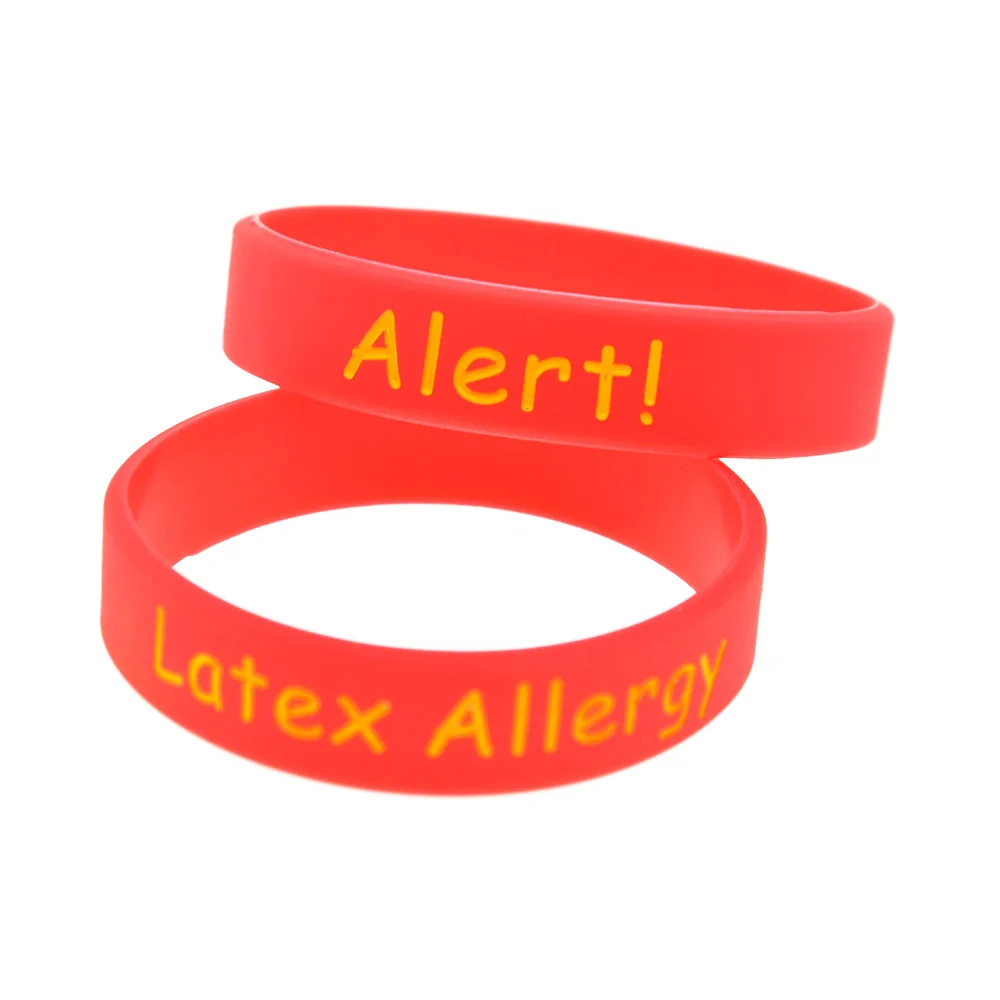 50 Pcs Alert Latex Allergy Silicone Bracelet Medical Allergy Statement Daily Wear Bangle