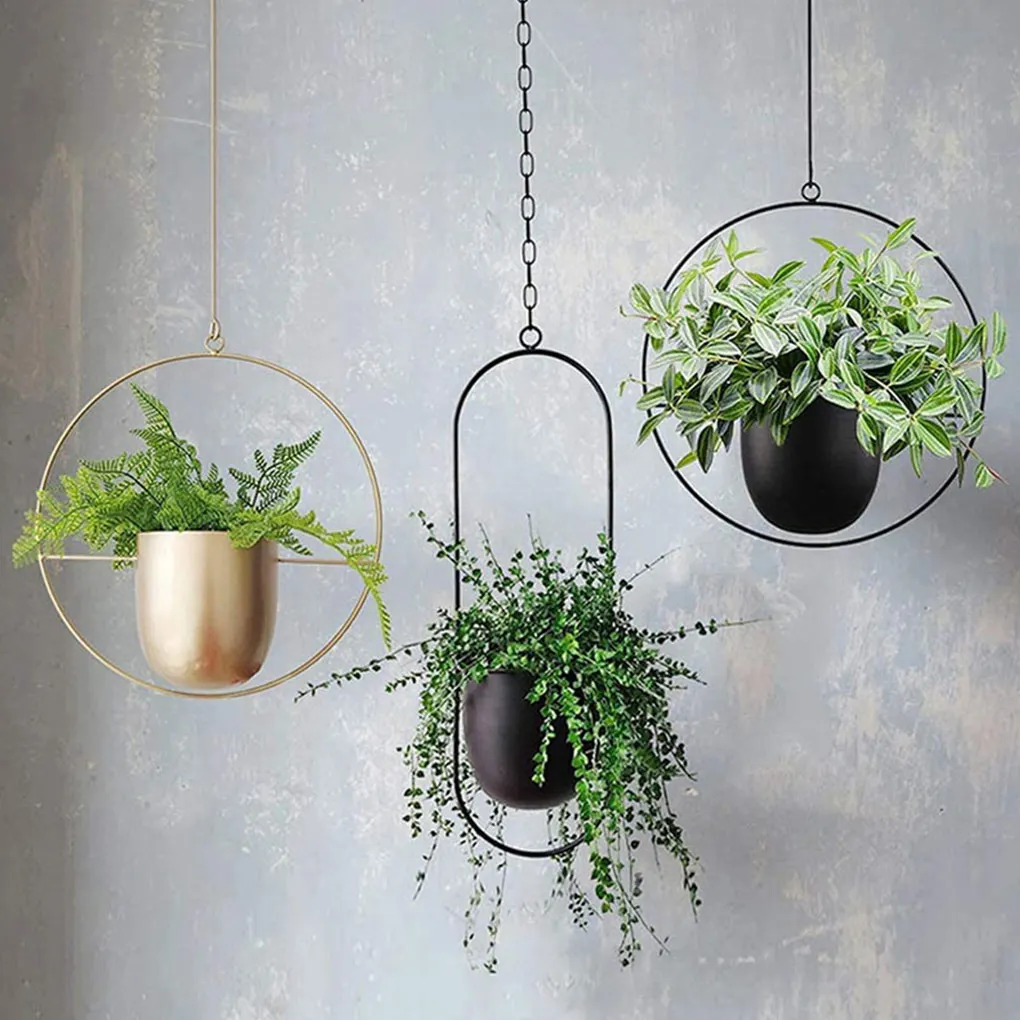 Hanging Flower Pot Flowers Basket Metal Plain Plant Hanger Outdoor