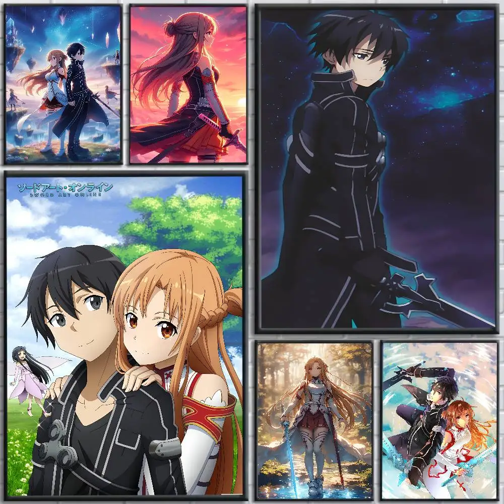 Sword Art Online Anime HD Canvas Painting Kirito Asuna Living Room Decor view 3