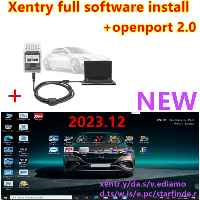 

Best 2023.12 xentry full software for Benz Diagnosis Remote Install with Tactrix Openport 2.0 ECU Chip Tuning Tool OBD2 Scanner