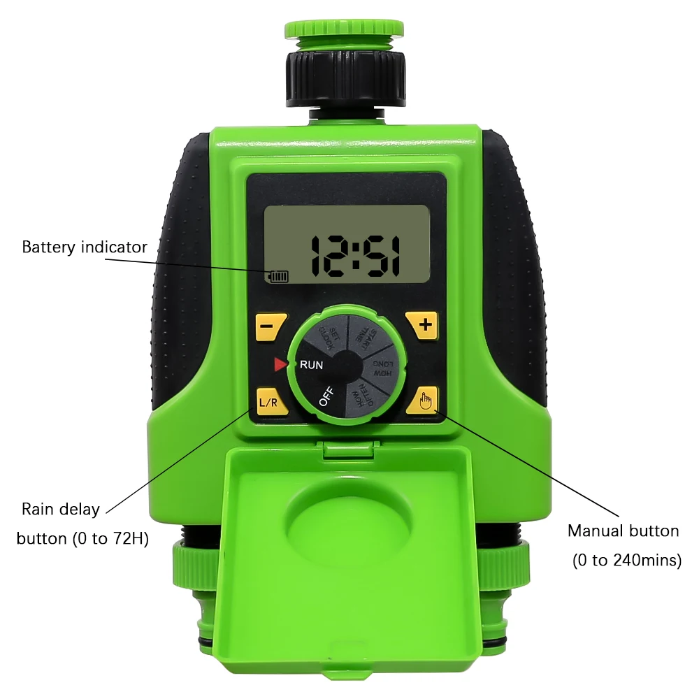 Dual Two-Outlet Automatic Watering Timer With Rain Sensor Digital Electronic Solenoid Valve Timer Waterproof Controller System