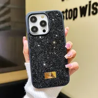 Stylish Shiny Imitation Diamond Phone Case for Iphone 16 15 14 13 12 11 Pro Max Plus INS Girl Back Shockproof Tpu + PC Hard Case