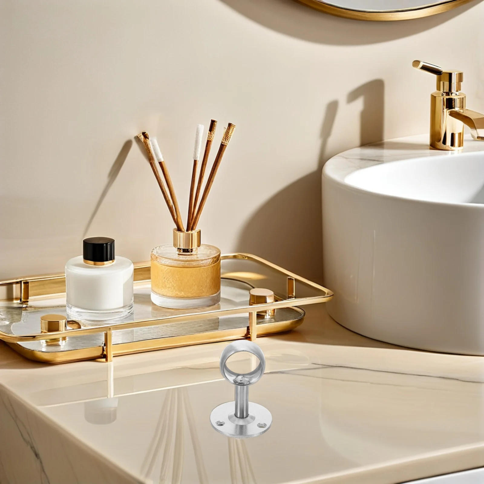 

4Pcs Stainless Steel Closet Rod Socket Professional Efficient Load-Bearing Fixing Needs Bathroom Accessory Cabinet Rod Support