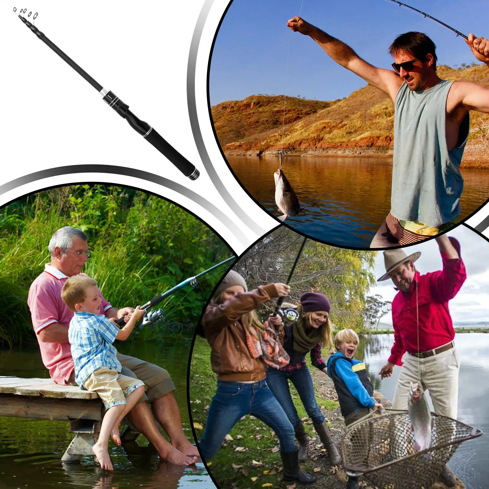 Freshwater Fishing Rods Compact Extendable Fish Tool Telescopic Fishing Rod For Bass Catfish Saltwater Freshwater Shore Pier