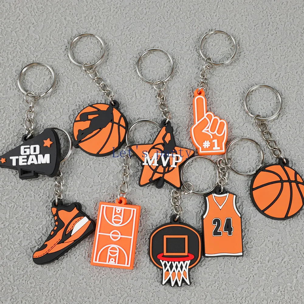 9Pcs Cartoon Sports Basketball Theme Keychain Backpack Pendant for Kids Boy Birthday Party Favors Goodie Bag Pinata Fillers