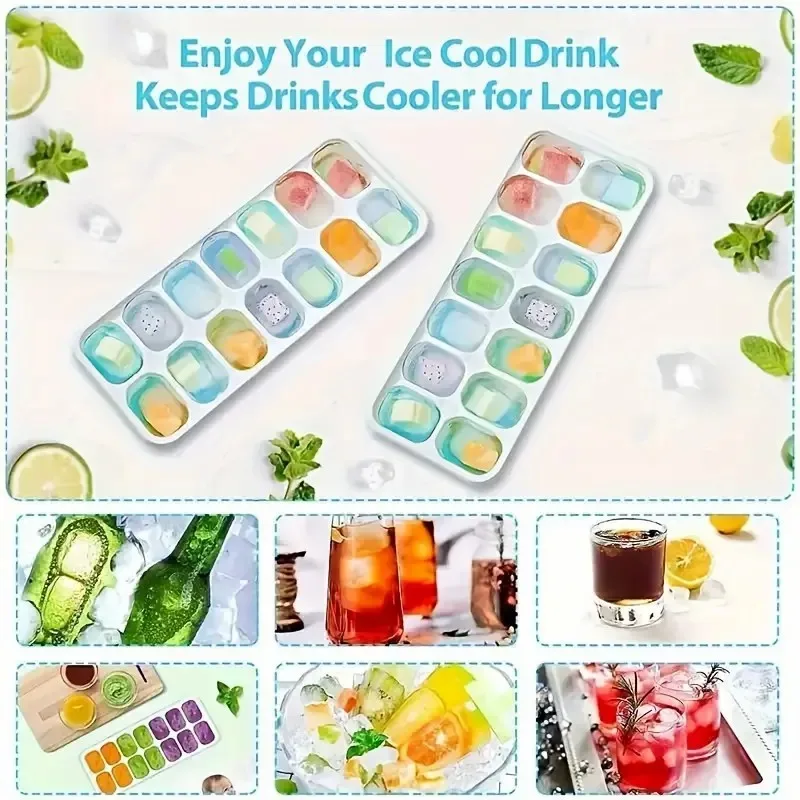 4pcs, Ice Cube Mold, Silicone Ice Cube Tray, Multifunctional Household Chocolate Mold With Removable Lid, Stackable Ice Trays Wi