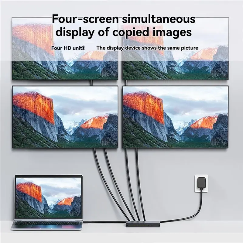 Mindpure -Compatible 4Kx2k/30Hz Video Splitter 1 In 2 Out Aluminum Alloy Screen Mirroring Device