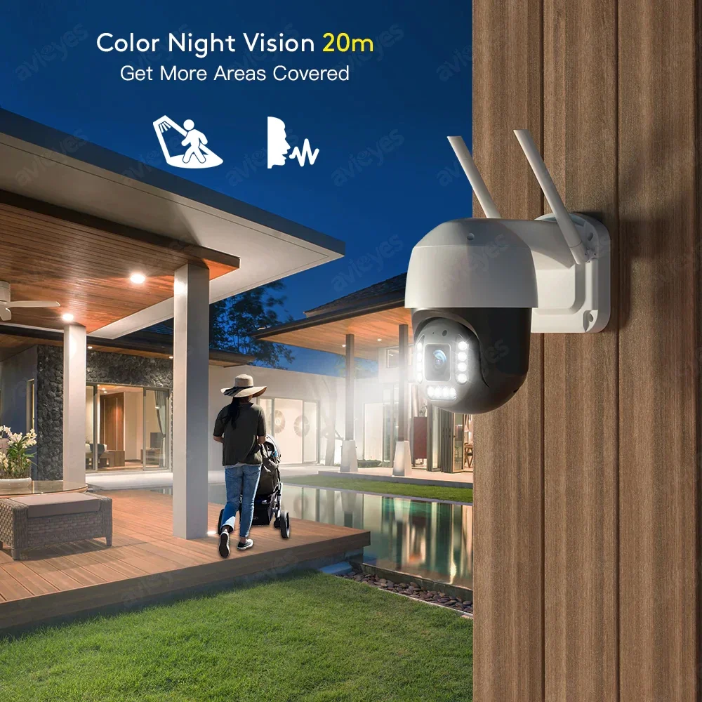 4K WiFi PTZ IP Camera 5X Optical Zoom Outdoor 8MP Auto Tracks Speed Dome Surveillance Cameras Wireless Human Detect Camera CamHi