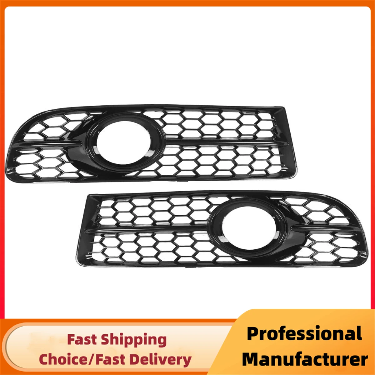 1Pair Car Front Bumper Fog Light Grille For Audi A4 B7 S4 B7 A4 S-Line 2005-2008 Honeycomb Mesh Fog Lamp Grill Covers