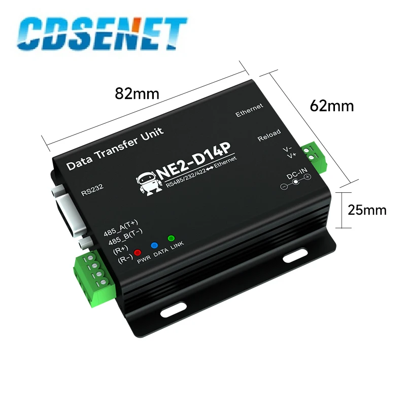 RS485/232/422 To Ethernet Serial Server Modbus Gateway CDSENT NE2-D14P Power Signal Isolation TCP UDP MQTT HTTP DC 8-28V