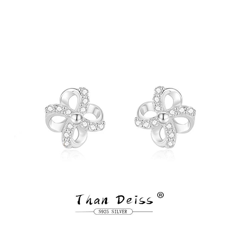 

Temperament Niche 925 Sterling Silver Zircons Rotating Windmill Clover Earrings Personalized Special Fashion Women's Ear Jewelry