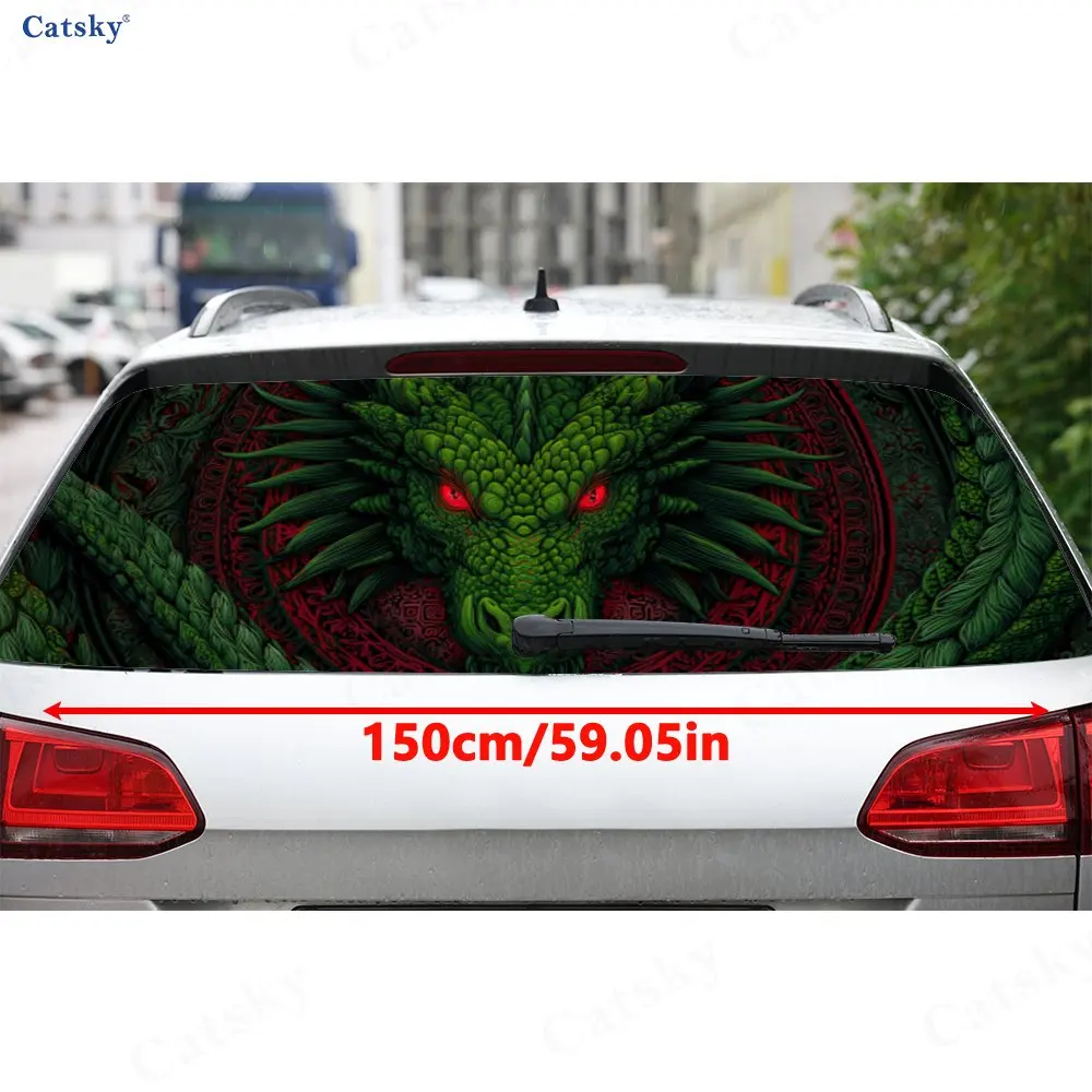 Autocollant de fenêtre arrière de voiture Dragon vert classique et maléfique, autocollant d'enveloppe en vinyle auto-adhésif imperméable et anti-rayures, décoration automobile