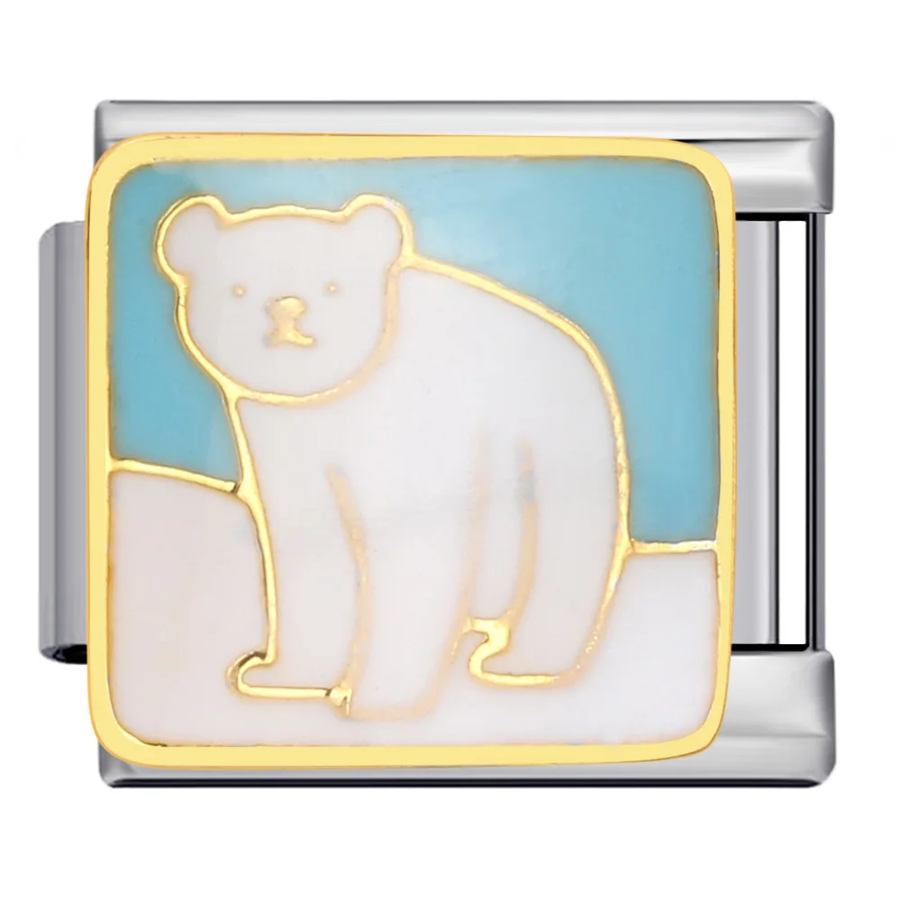 URING Modische Cartoon-Tiere, Papagei, Panda, Hund, italienischer Charm-Link, passend für 9 mm Edelstahl-Armbänder, DIY-Herstellung von Perlen, Geschenken – Detail 1