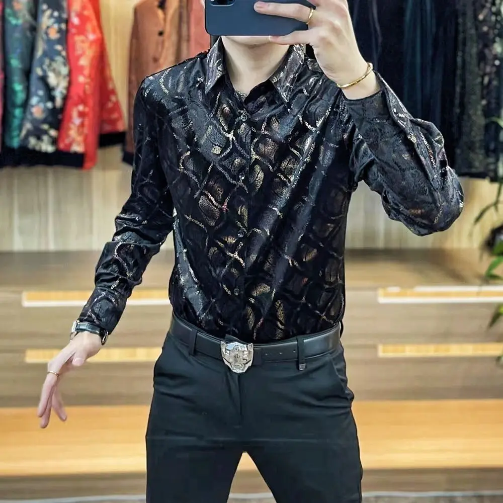 Men\'s Early Spring New Product Printed Soft Velvet Shirt Comfortable High Quality Fashionable Versatile Shirts